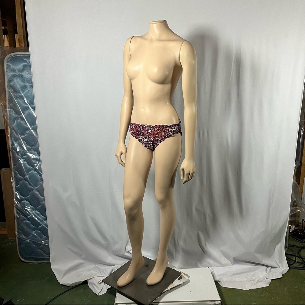 NWOT Maje Floral silk bikini underwear with frill trim